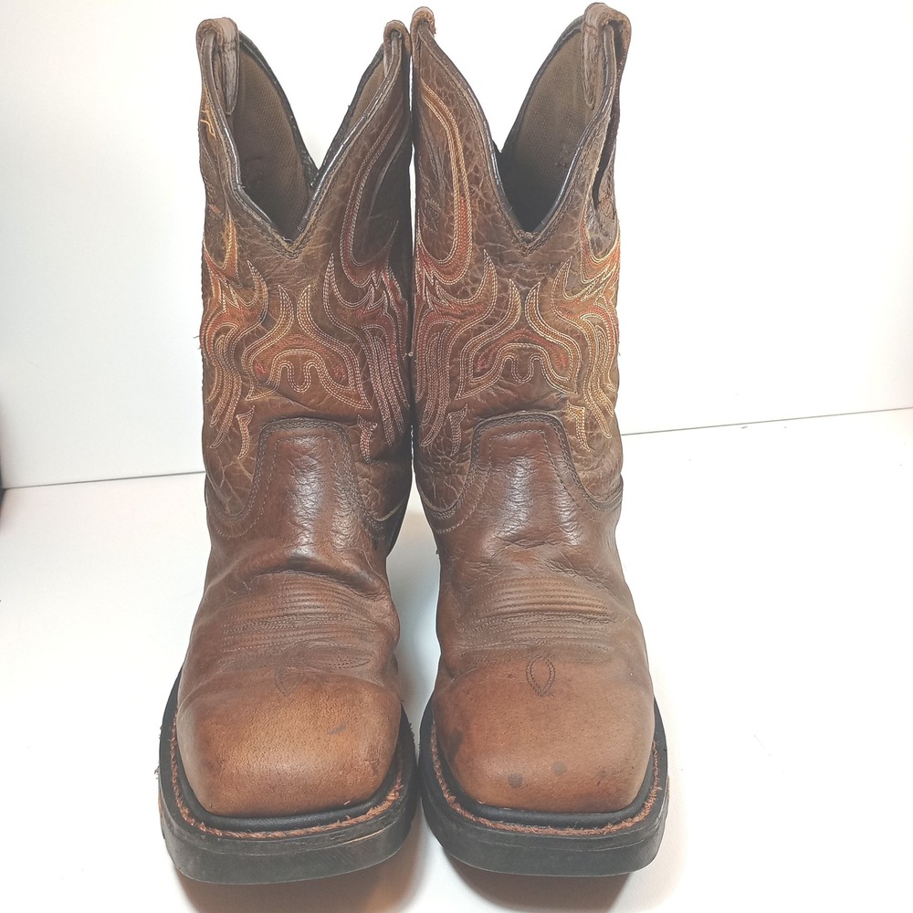 Justin Original Work Boots WK2113 Size 11EE Brown Waterproof Vibram Square